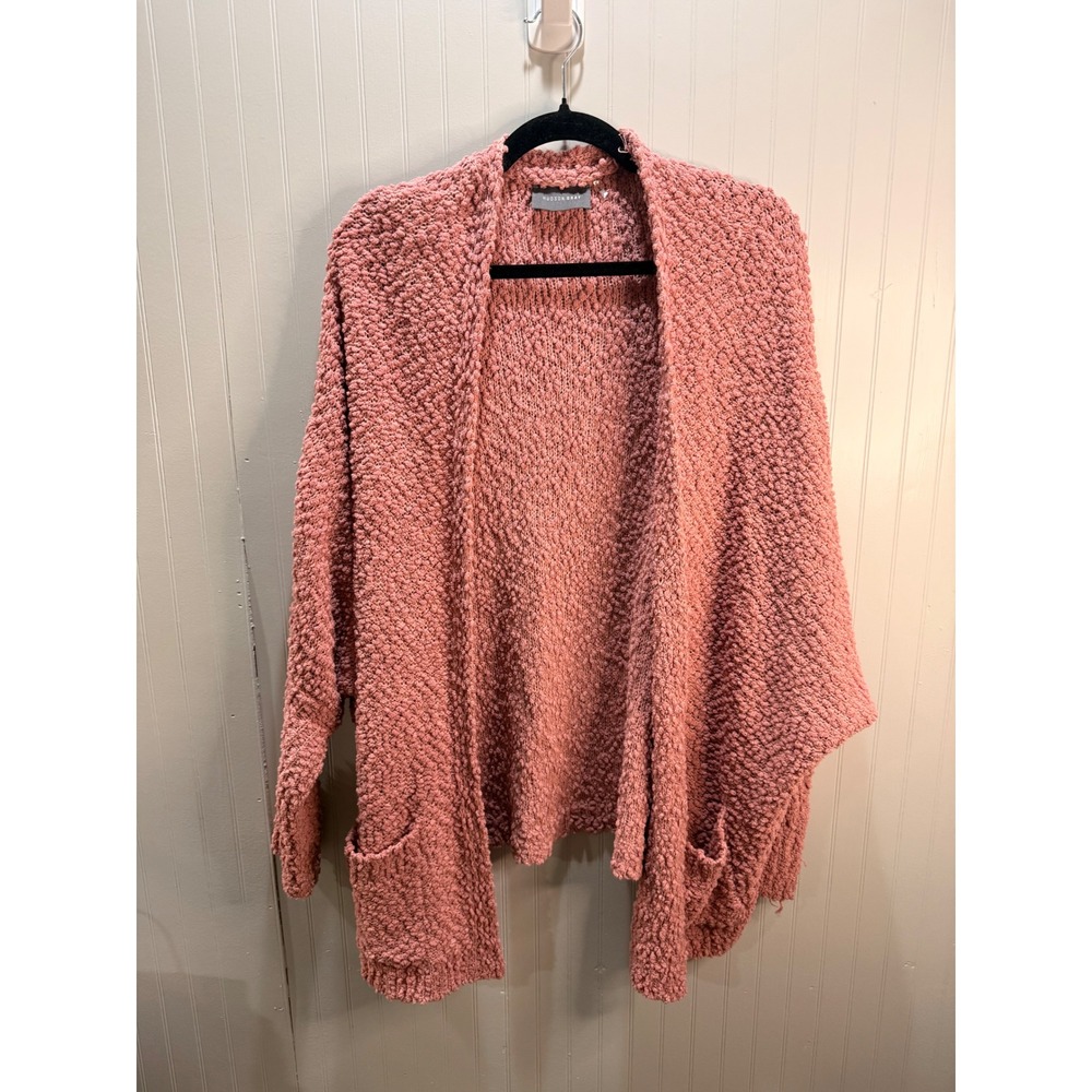 Hudson Gray Womens Popcorn Knit Cardigan Dusty Rose Pink Open Front M/L CESW2245